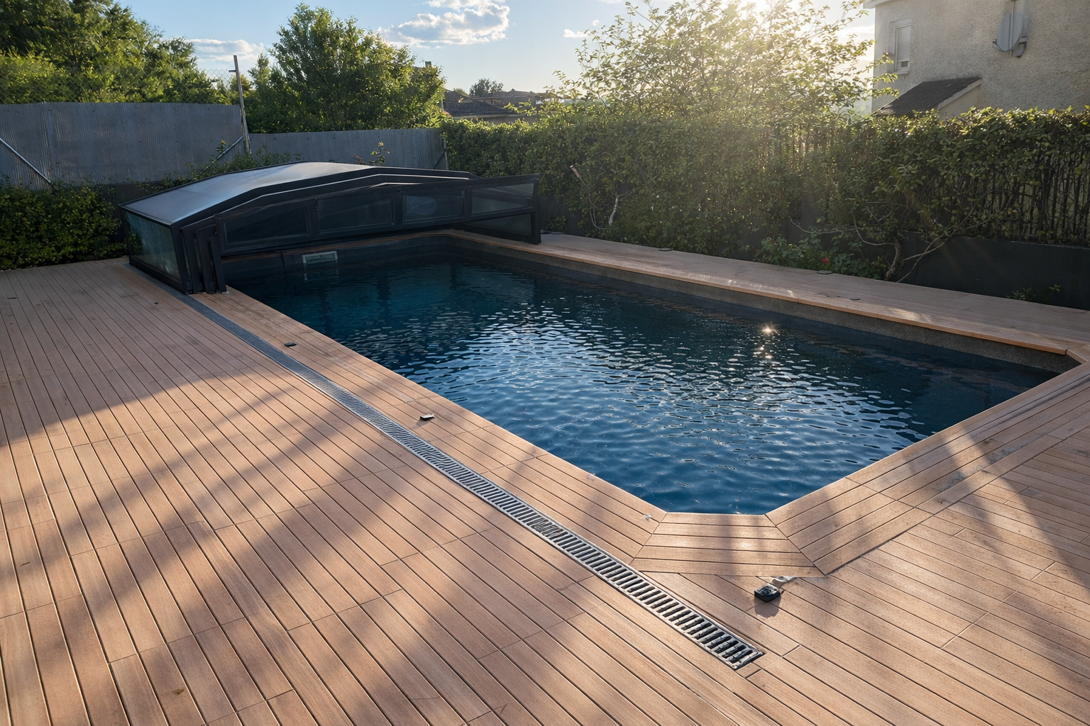 Resultado final de instalación de piscina prefabricada sin obras eternas en Paracuellos